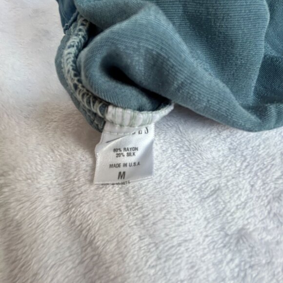 CP Shades Livia Womens Green Silk Velvet Tunic Top Split Neck Size Medium $280 - Picture 4 of 8